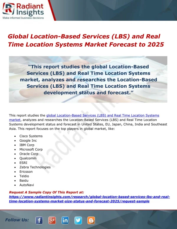 Location-Based Services and Real Time Location Systems Market Forecast to 2025