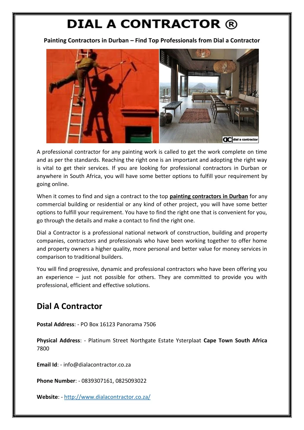 painting contractors in durban find