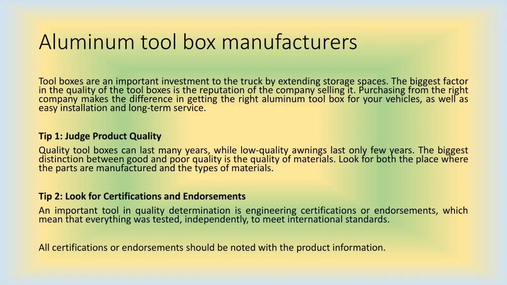 aluminum tool box manufacturers
