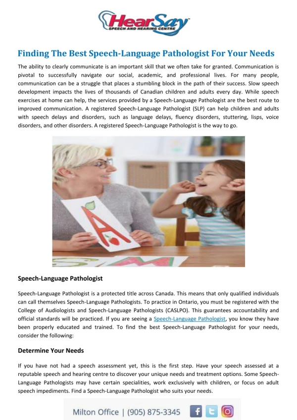 Finding The Best Speech-Language Pathologist For Your Needs