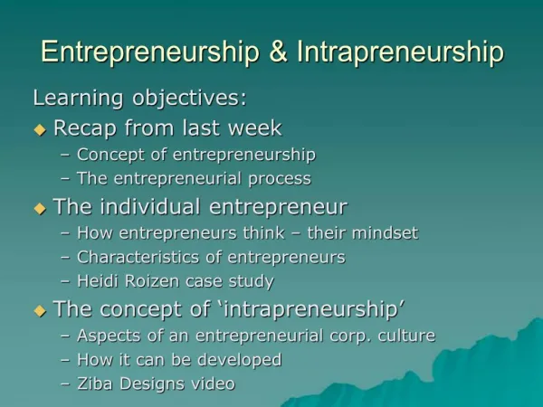 Entrepreneurship Intrapreneurship