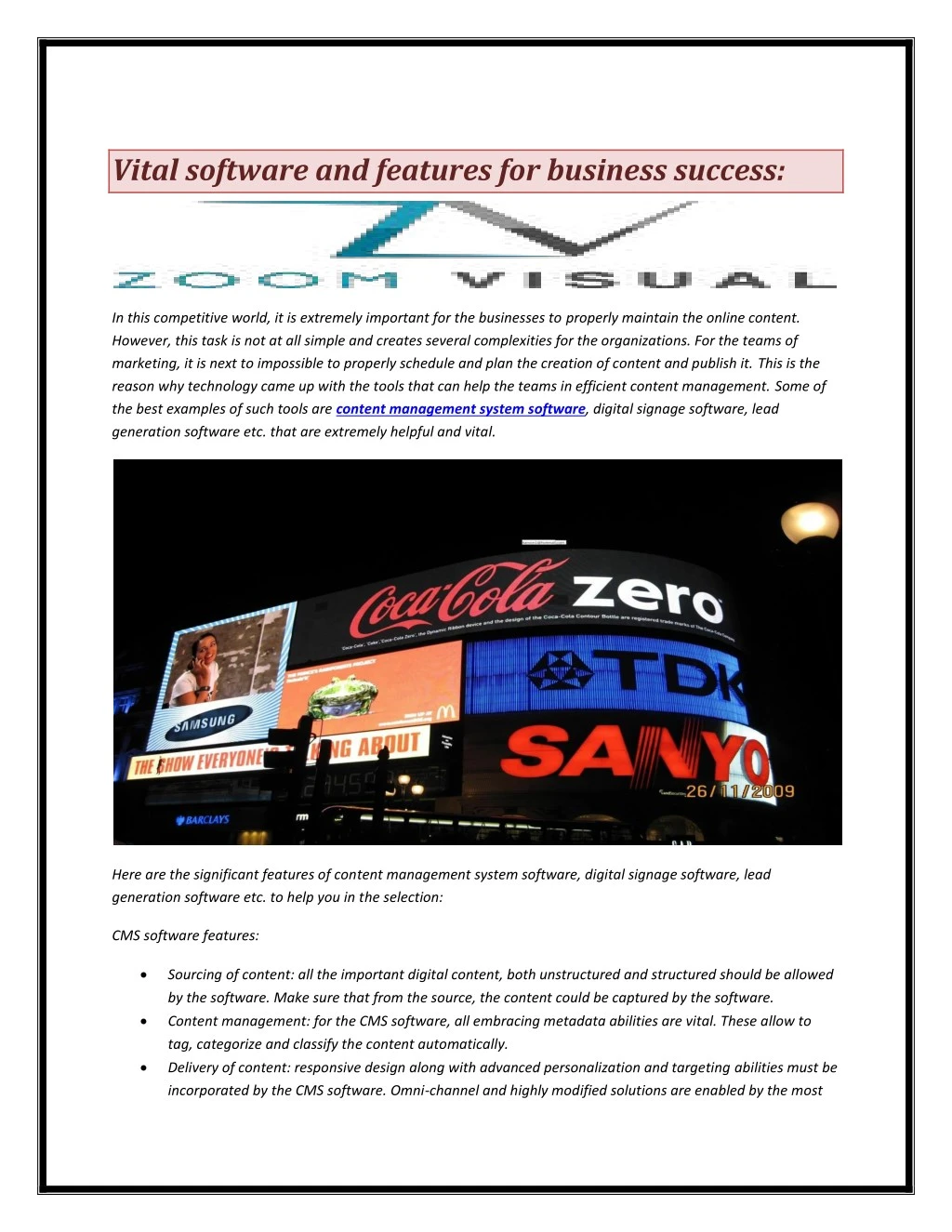 vital software and features for business success