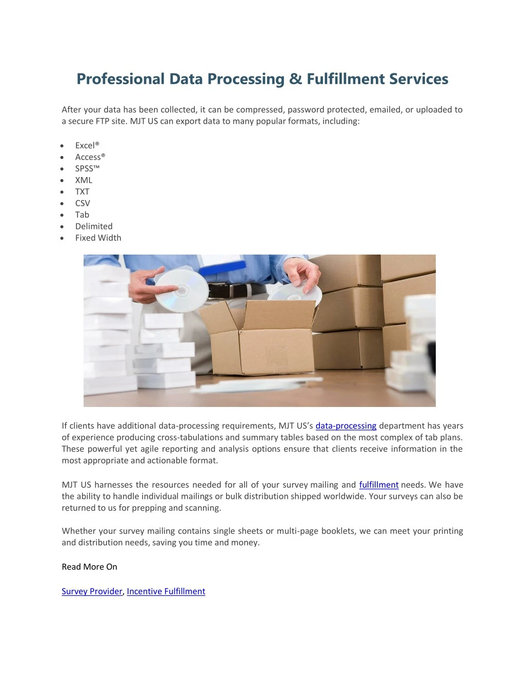 professional data processing fulfillment services