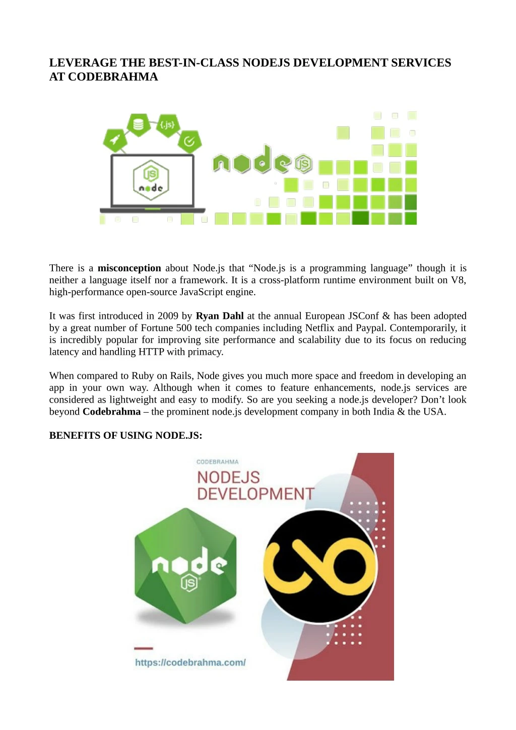 leverage the best in class nodejs development