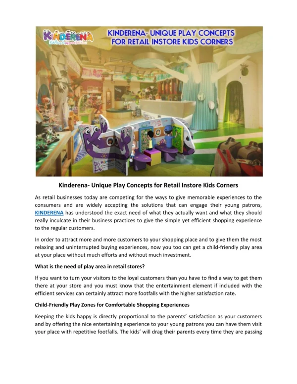 Kinderena- Unique Play Concepts for Retail Instore Kids Corners