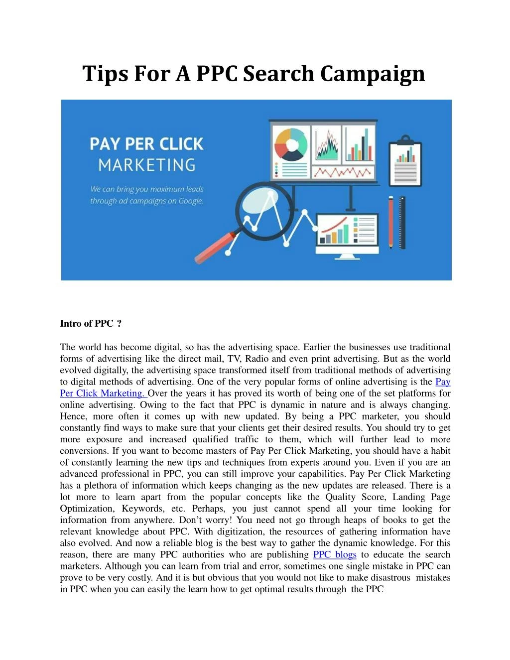 tips for a ppc search campaign