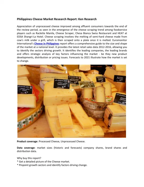 Philippines Cheese Market Shares, Market Growth Analysis-Ken Research