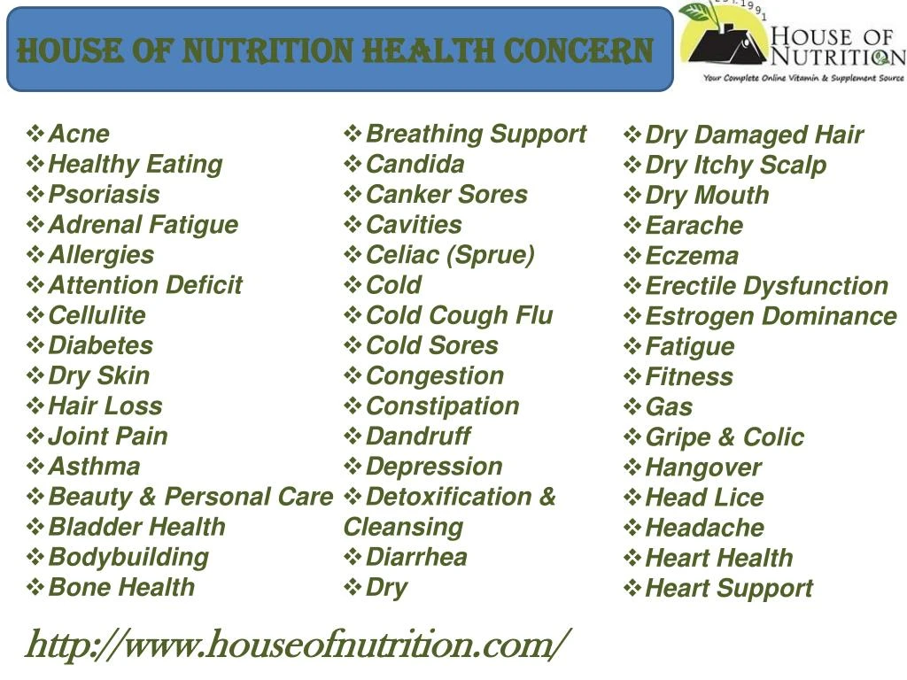 house of nutrition health concern