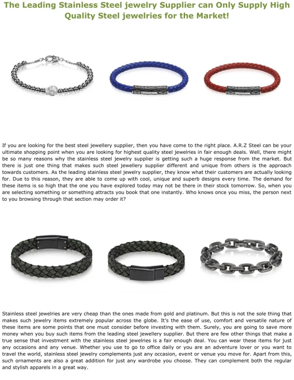 The Leading Stainless Steel jewelry Supplier can Only Supply High Quality Steel jewelries for the Market!