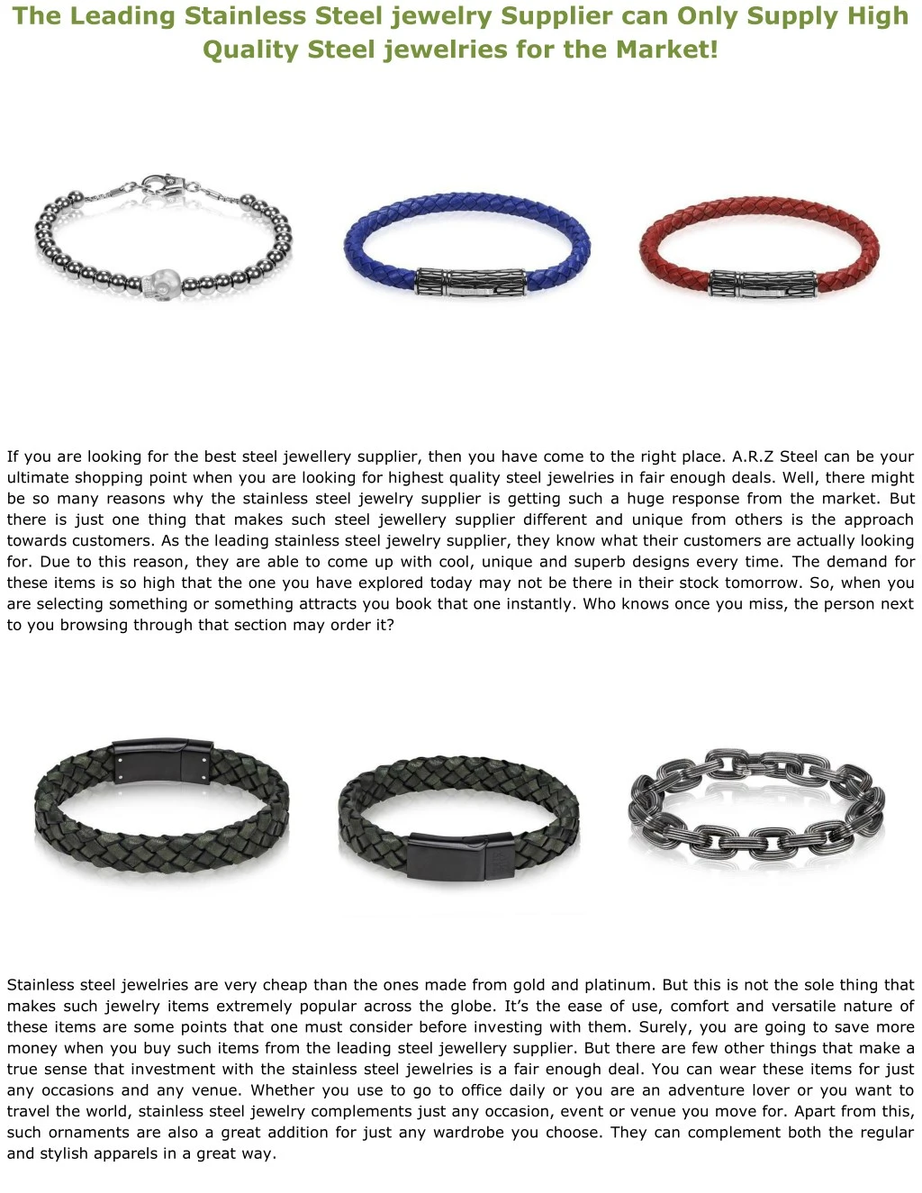 the leading stainless steel jewelry supplier