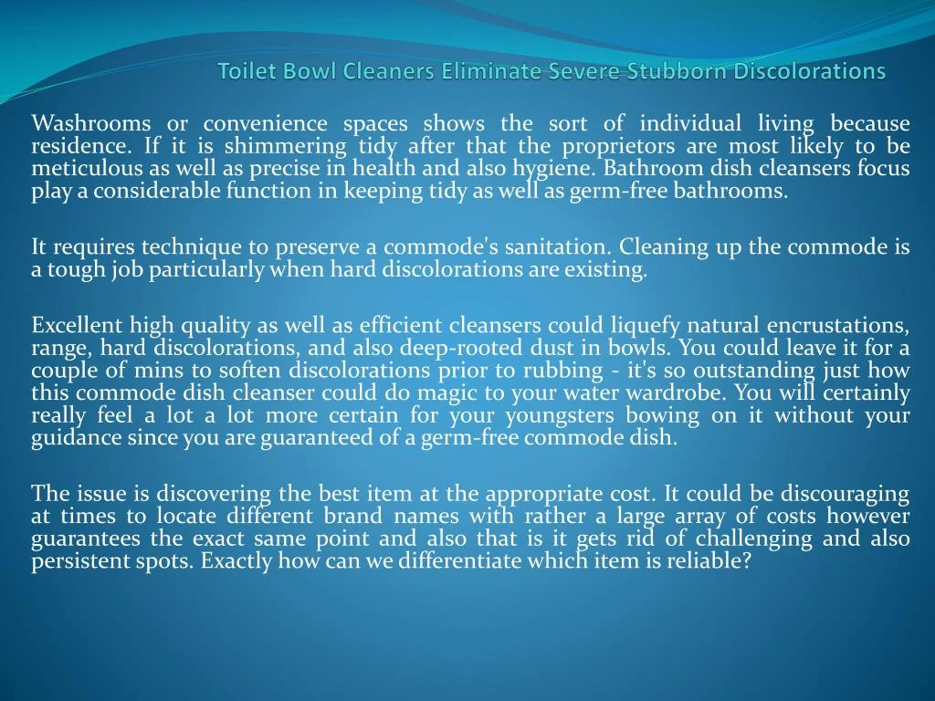 toilet bowl cleaners eliminate severe stubborn discolorations