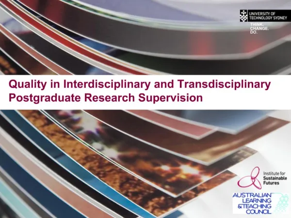 Quality in Interdisciplinary and Transdisciplinary Postgraduate Research Supervision