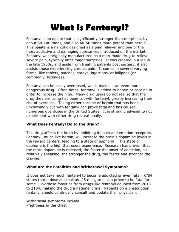 What Is Fentanyl?