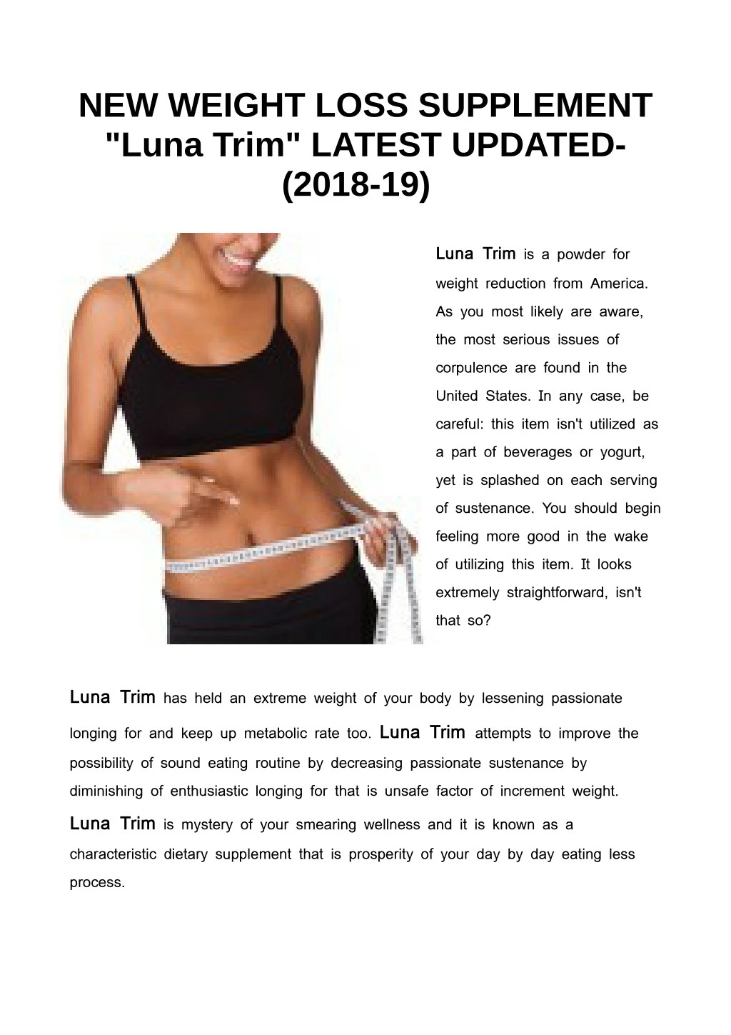 new weight loss supplement luna trim latest