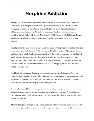 Morphine Addiction - slide 1
