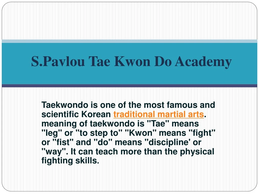 s pavlou tae kwon do academy