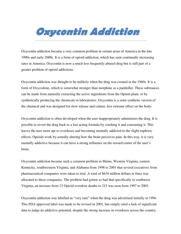 Oxycontin Addiction