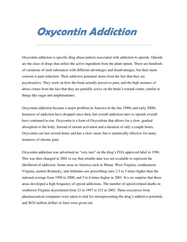 Oxycontin Addiction