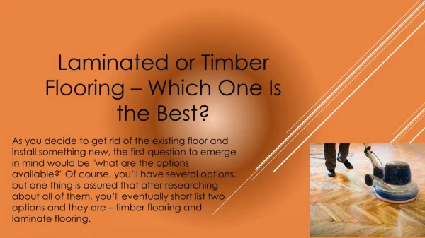 Laminated or Timber Flooring â€“ Which One Is the Best?