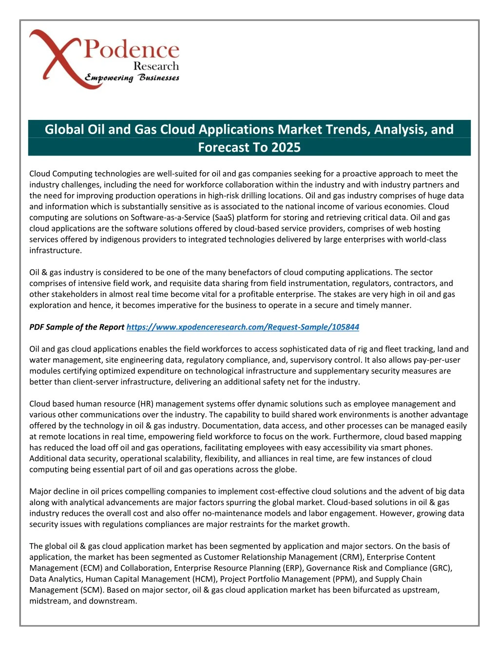 global oil and gas cloud applications market