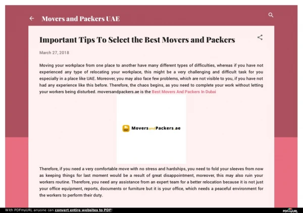 Important Tips To Select the Best Movers and Packers