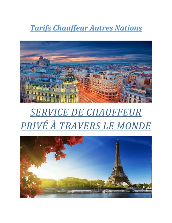 tarifs chauffeur autres nations