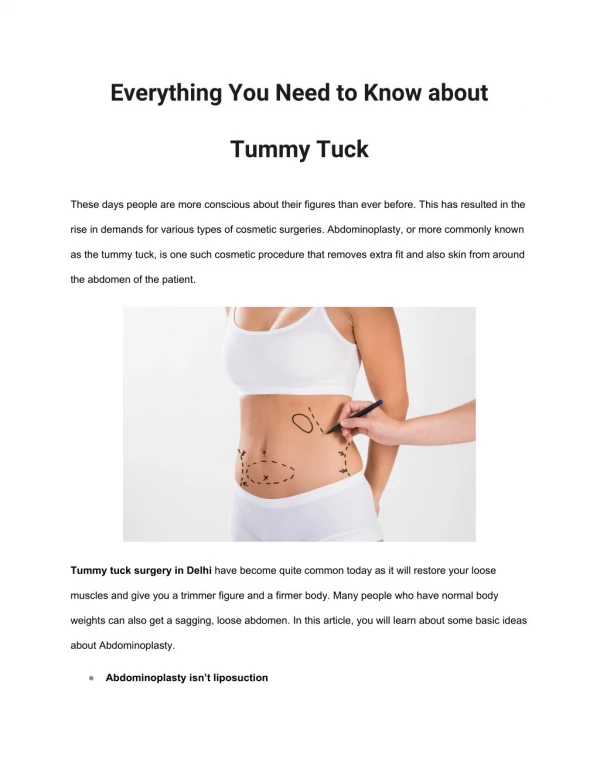 Everything You Need to Know about Tummy Tuck