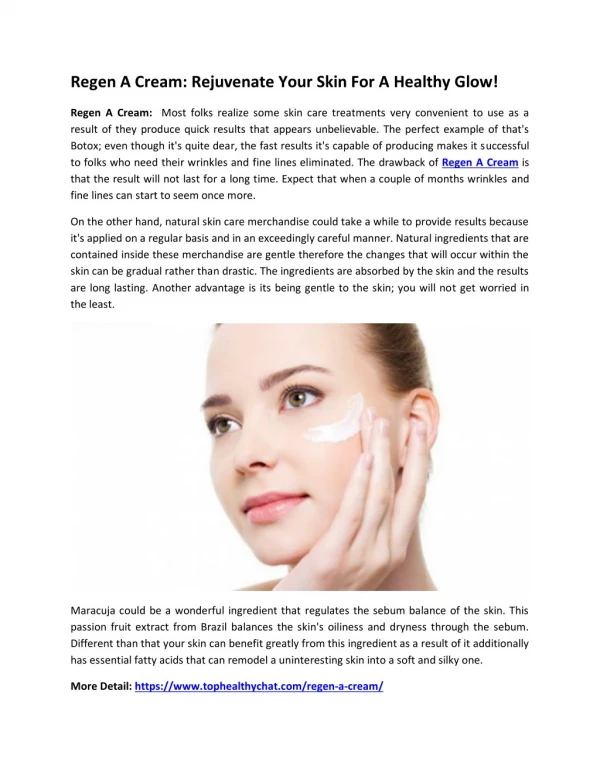 Regen A Cream: Reduce Your Wrinkles & Minimize Crows Feet