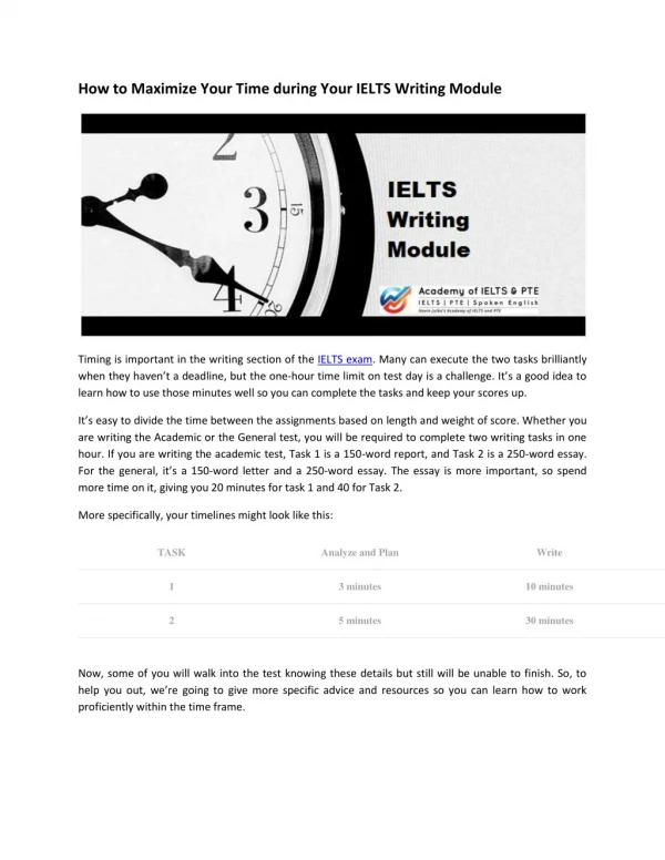 How to Maximize Your Time during Your IELTS Writing Module