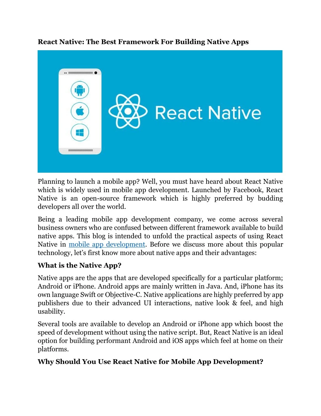 react native the best framework for building