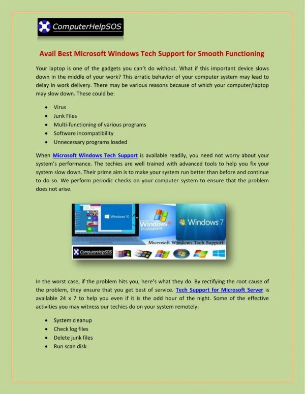 Avail best microsoft windows tech support for smooth functioning