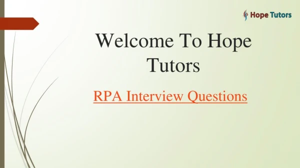 RPA Interview Questions