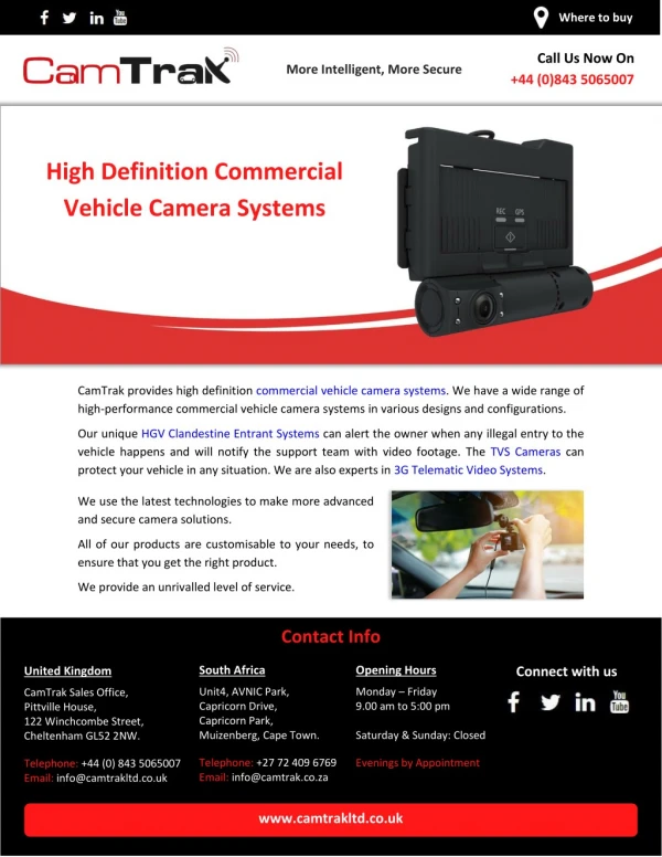 High Definition Commercial Vehicle Camera Systems