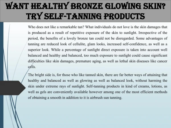 Want Healthy Bronze Glowing Skin? Try Self-Tanning Products