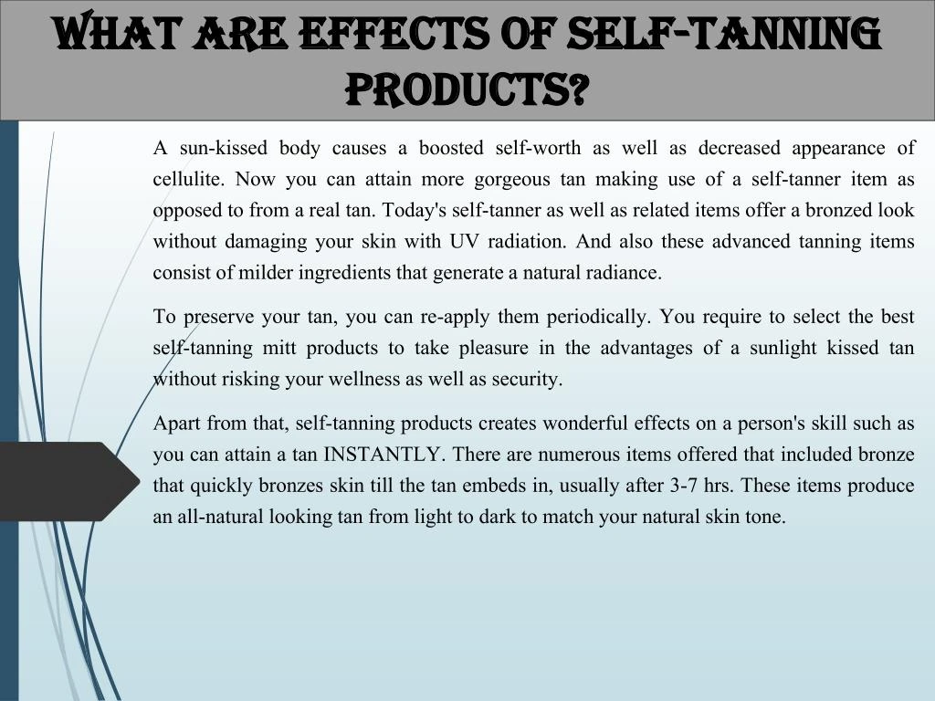 what are effects of self tanning products
