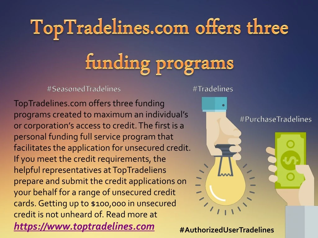 toptradelines com offers three funding programs