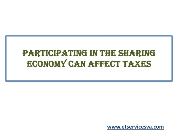 Participating in the Sharing Economy Can Affect Taxes