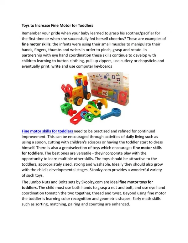 Toys to Increase Fine Motor for Toddlers