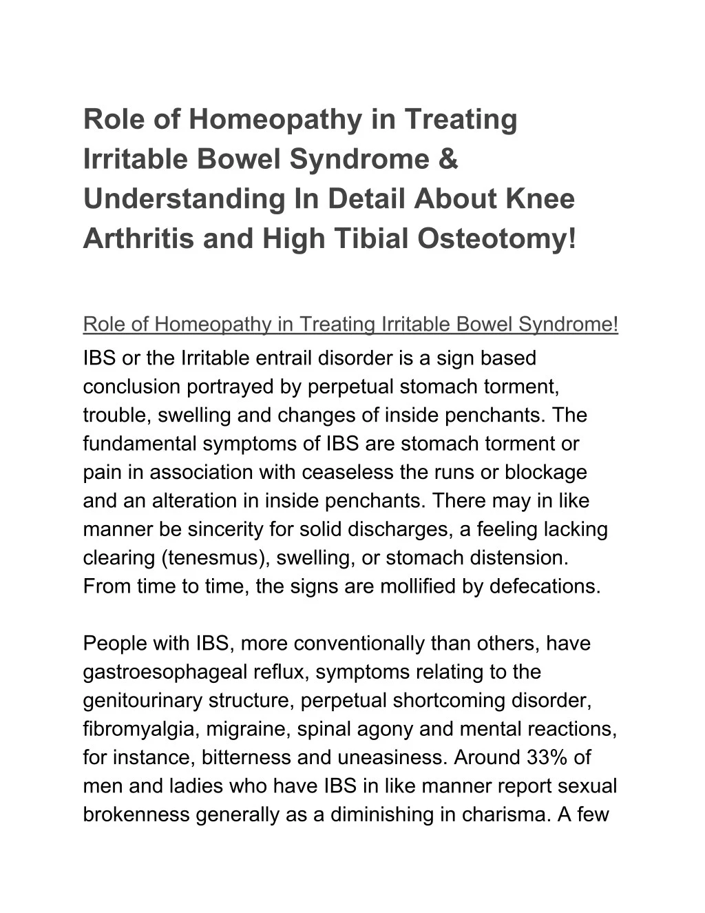 role of homeopathy in treating irritable bowel