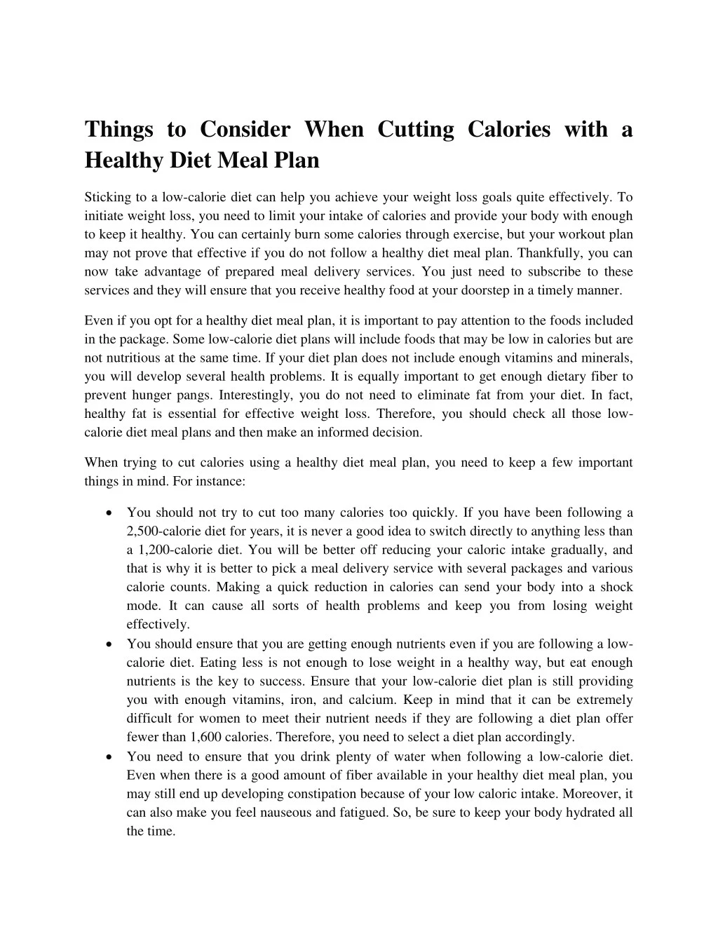 things to consider when cutting calories with