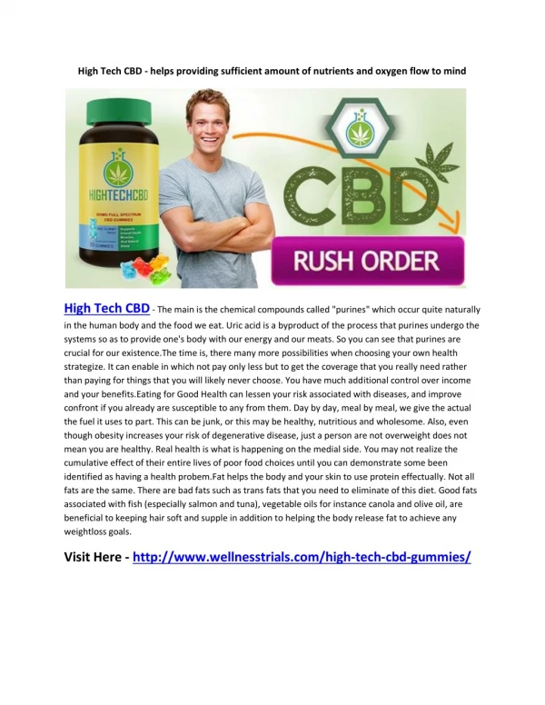 High Tech CBD - helps in Controlking blood sugar level and blood pressure