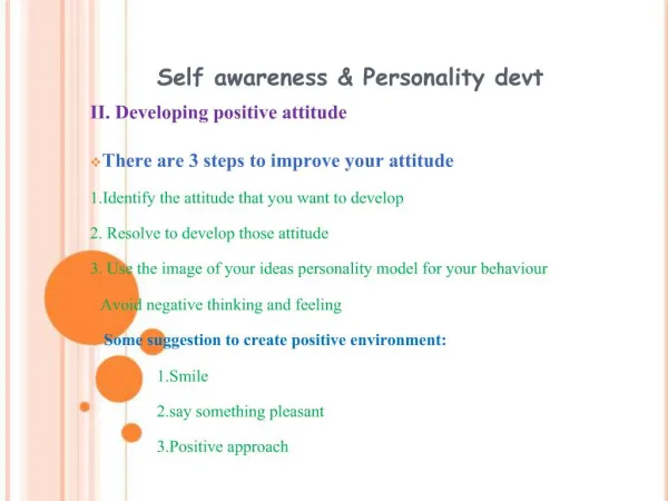 Self awareness Personality devt