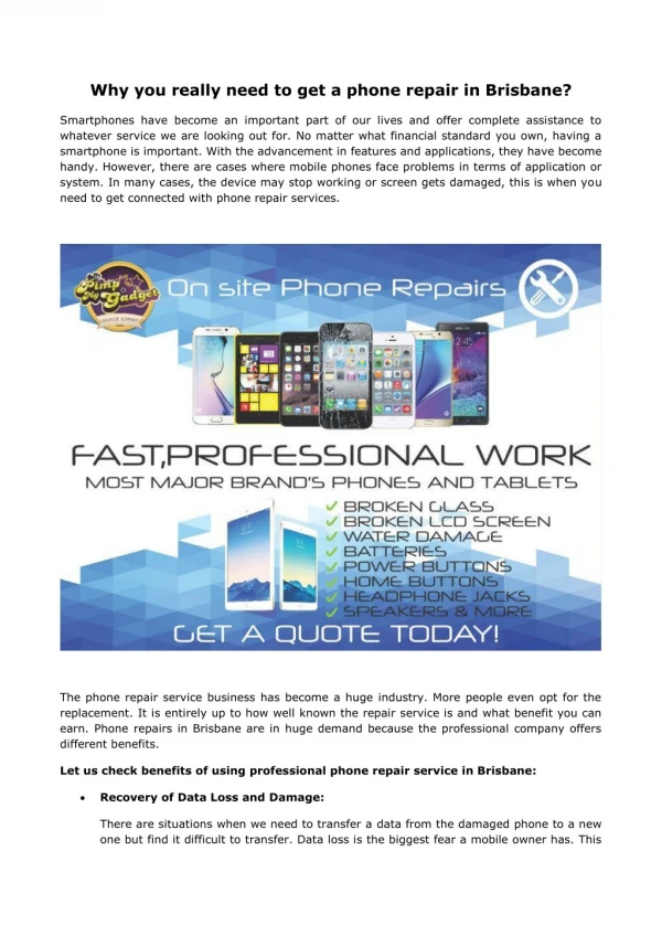 Why you really need to get a phone repair in Brisbane?