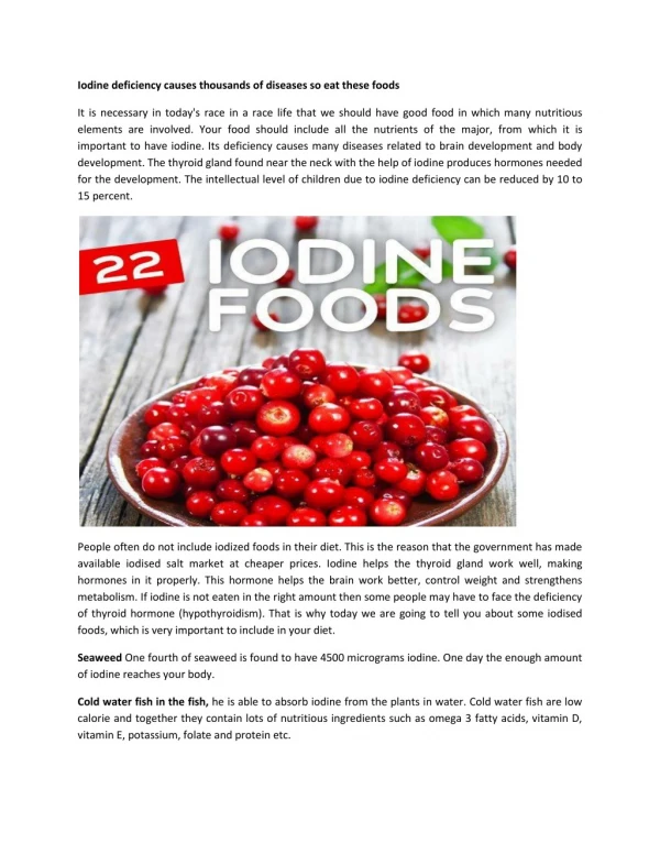 Iodine deficiency causes thousands of diseases so eat these foods