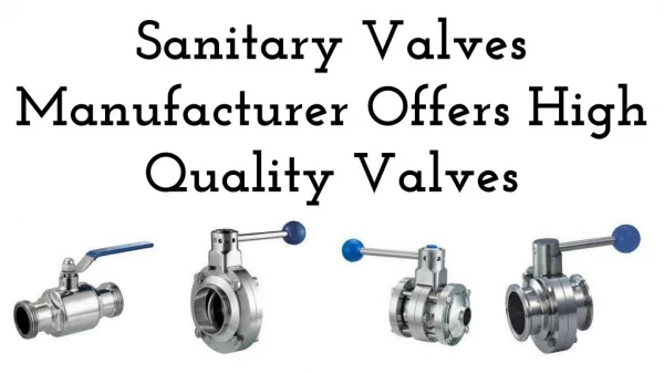 Sanitary Valves Manufacturer Offers High Quality Valves