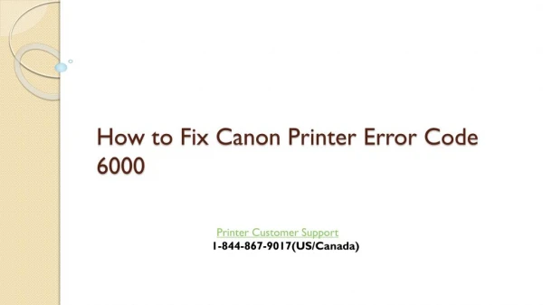 How to Fix Canon Printer Error Code 6000