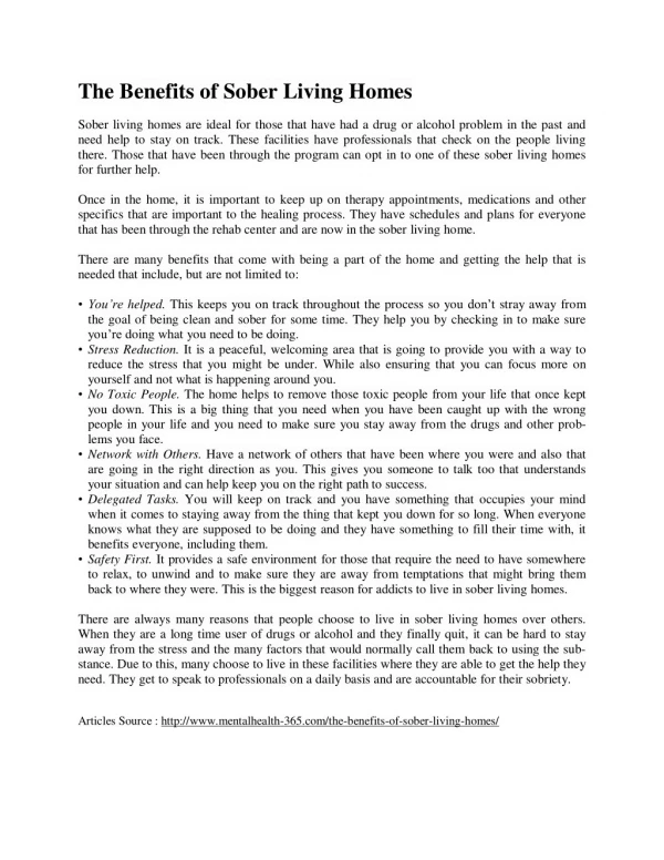 the benefits of sober living homes sober living