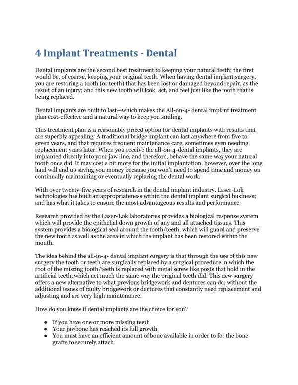 4 Implant Treatments - Dental
