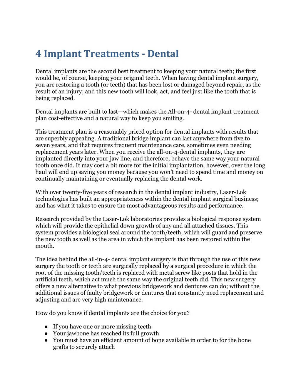4 implant treatments dental