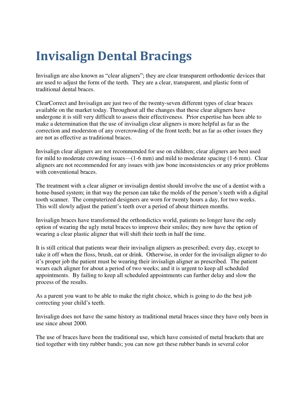 invisalign dental bracings
